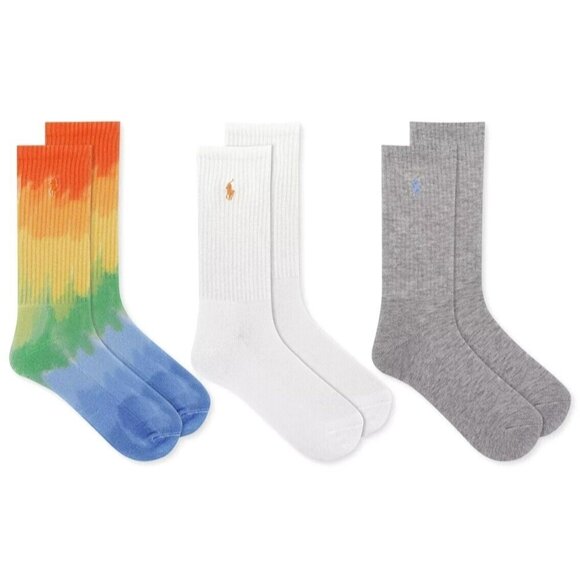 Polo Ralph Lauren Accessories - New POLO Ralph Lauren Beach Tie-Dye Crew Sock 3 Pack Women's (Size 4-10-1/2)